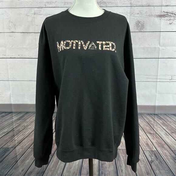 Champion Sweatshirt Womens Large Black Crew Neck Pull Over Motivated Boxy - Picture 7 of 11